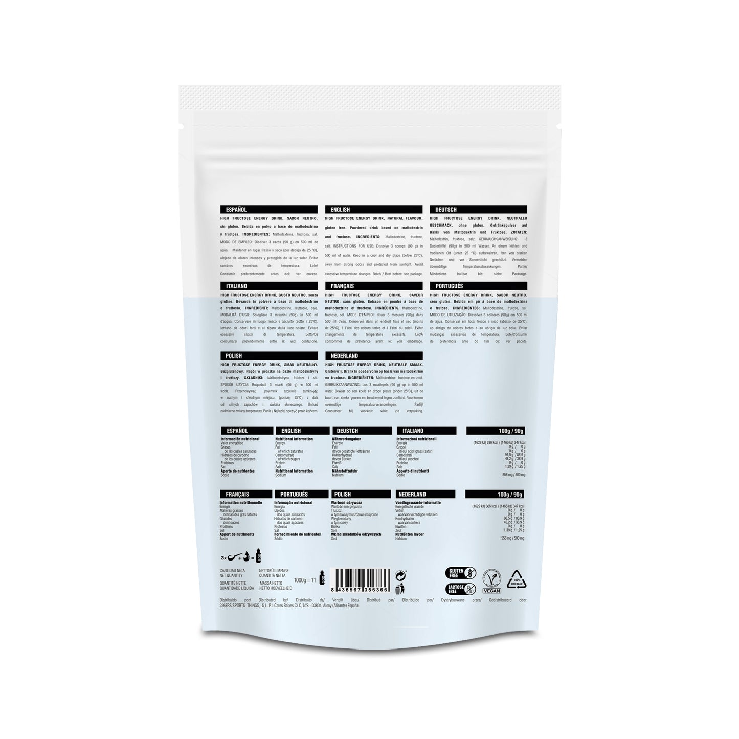 HIGH FRUCTOSE ENERGY DRINK 1KG (NEUTRO)
