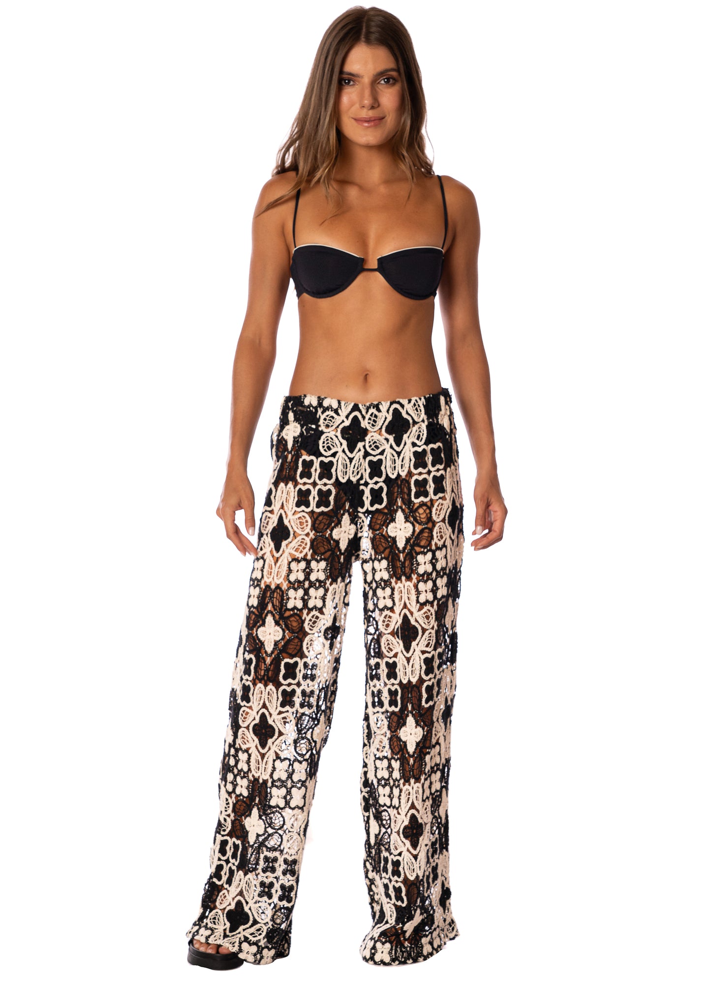 Pantalón - Floral Knit Raisin