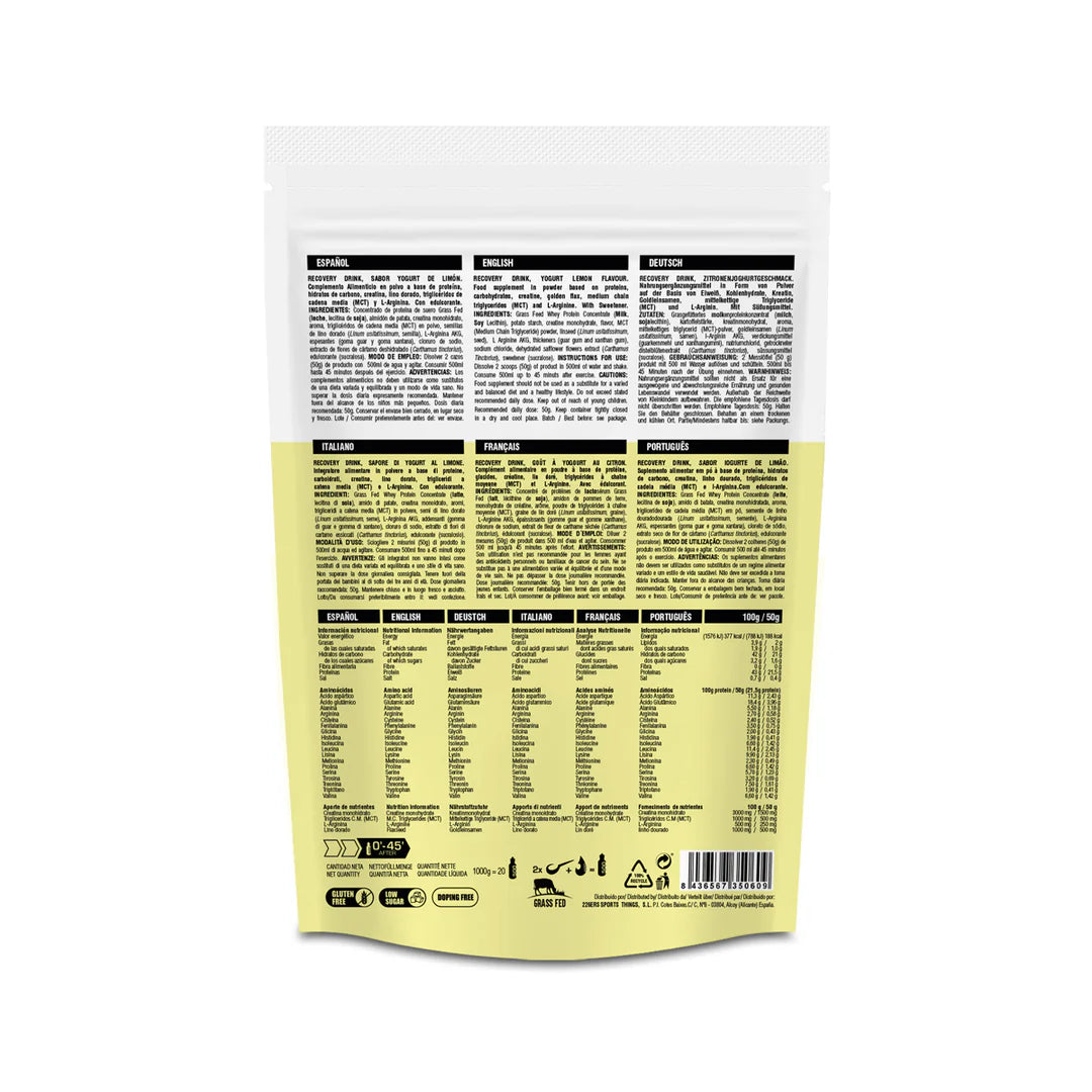RECOVERY DRINK 1KG (YOGUR DE LIMÓN)